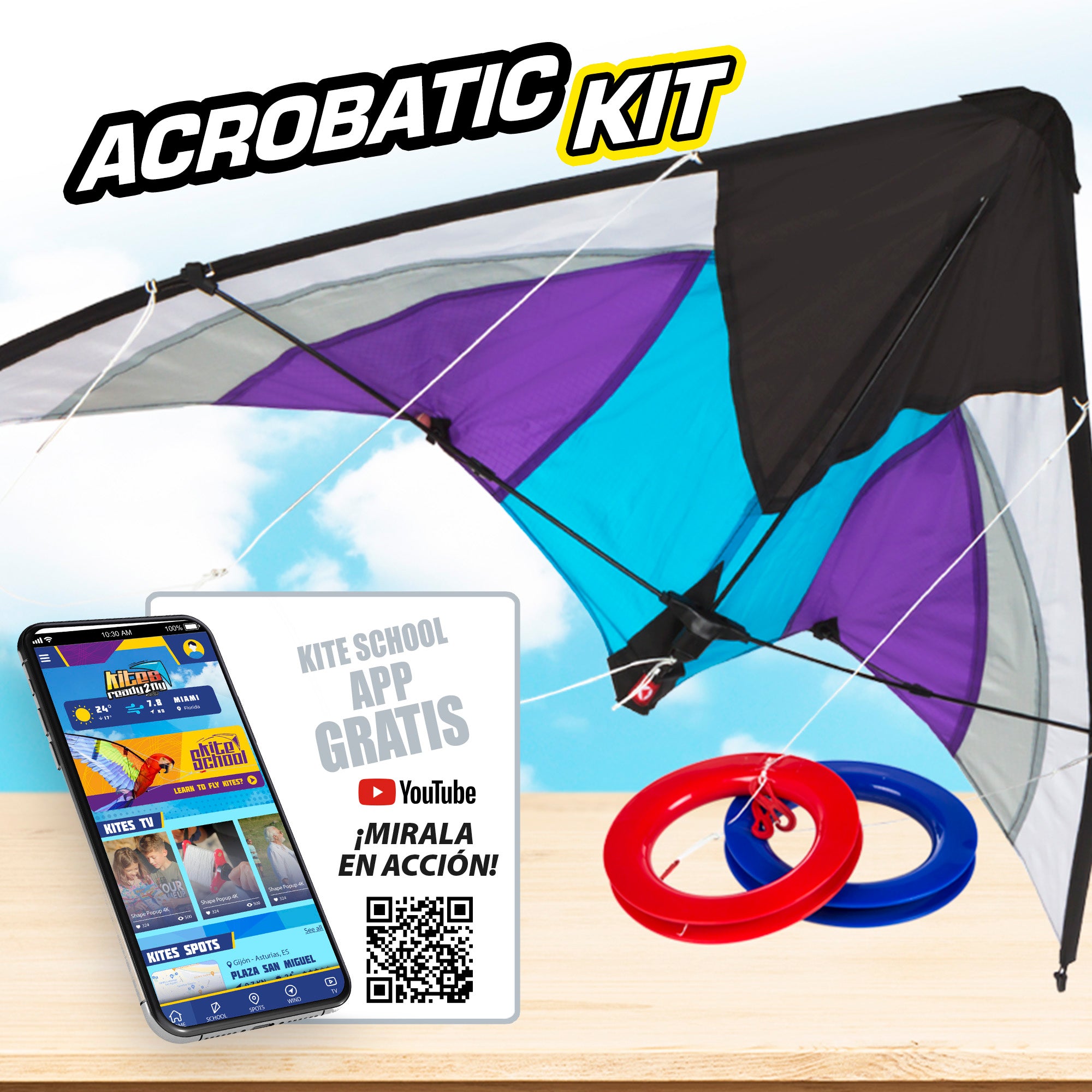 Cometa acrobática pop-up morado y blanco CB Toys