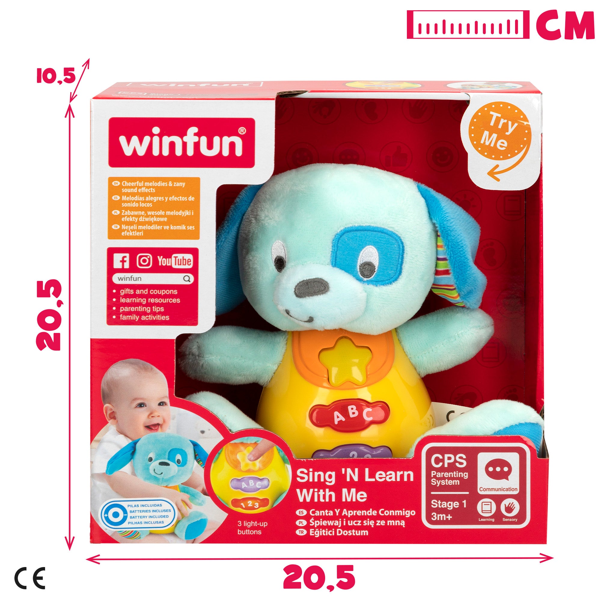Winfun Peluche perro en español con luces