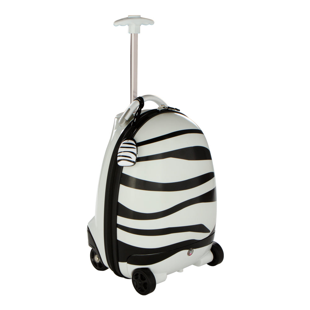 Carrinho infantil RASTAR com comando e estampado de zebra.