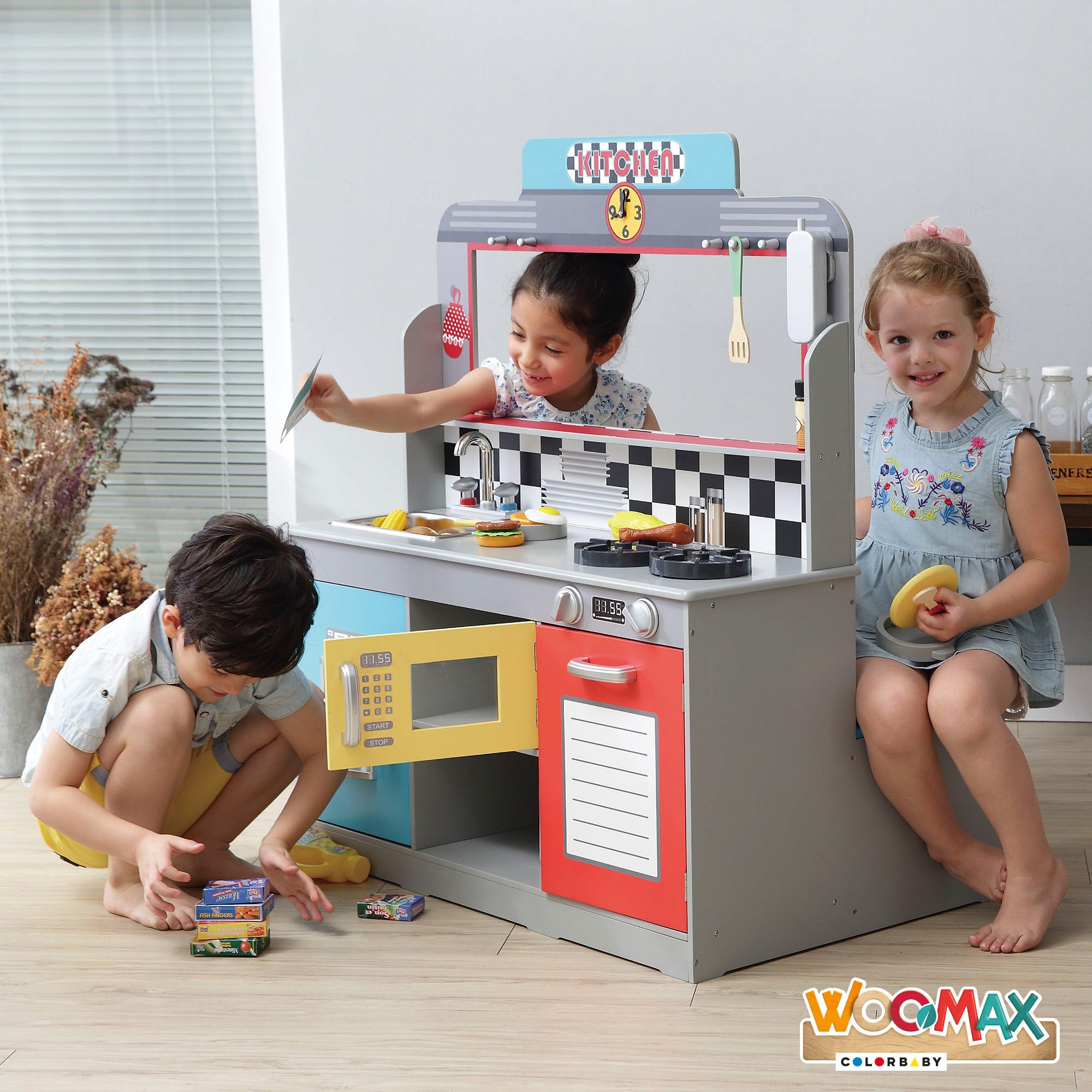 WOOMAX Cocinita de madera y bar retro