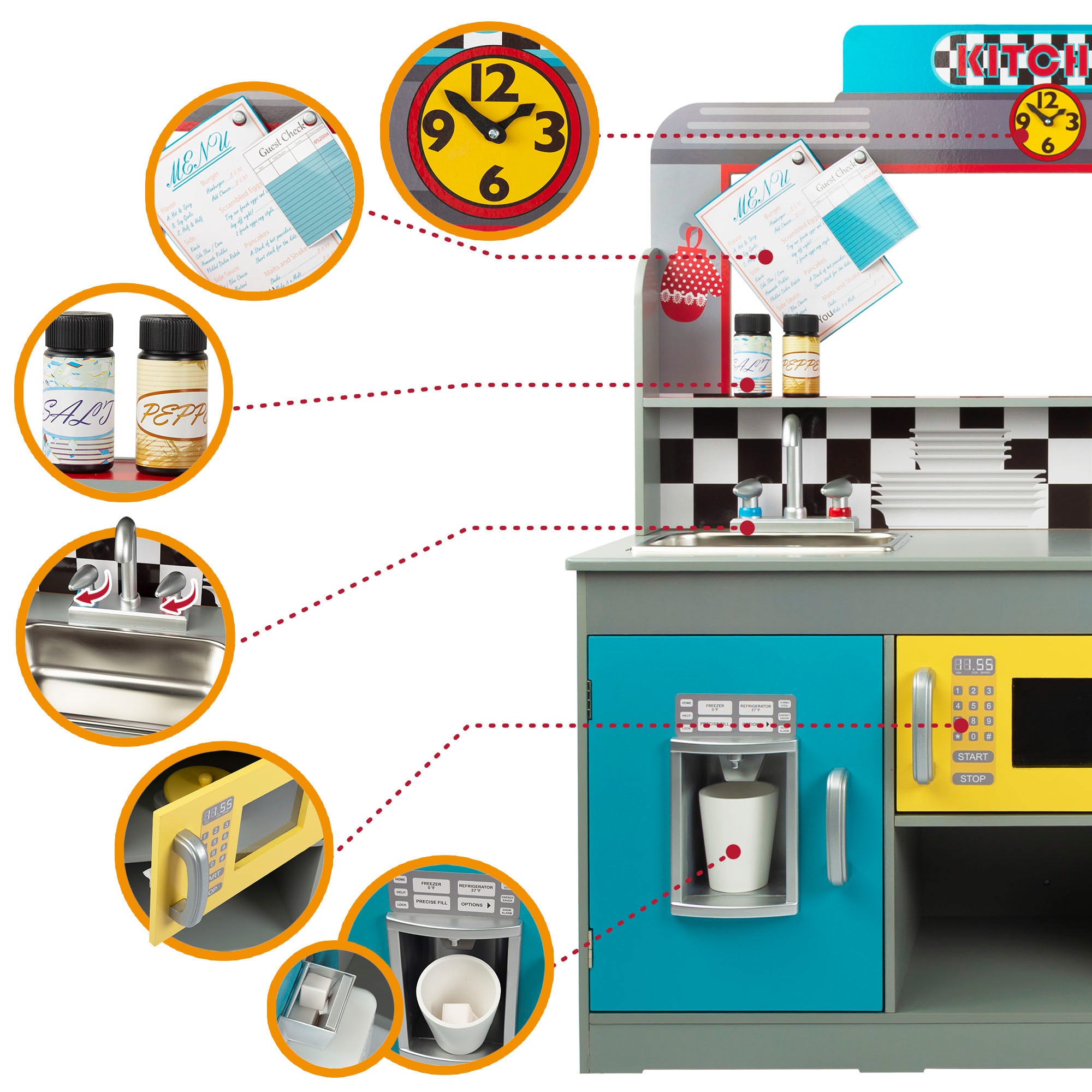 WOOMAX Cocinita de madera y bar retro