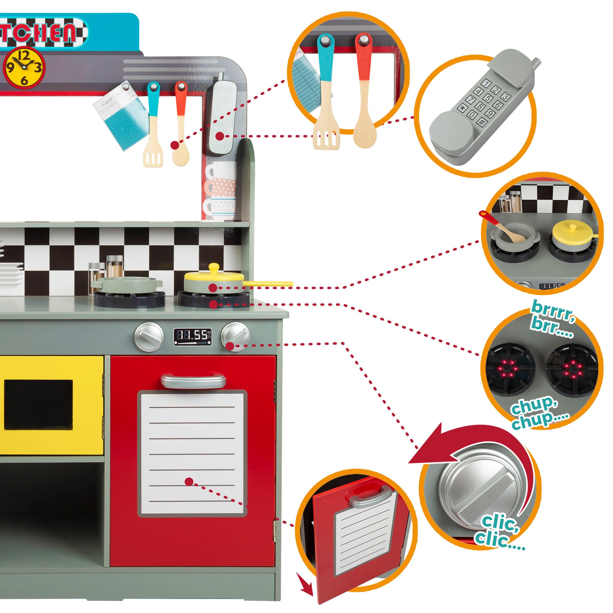 WOOMAX Cocinita de madera y bar retro