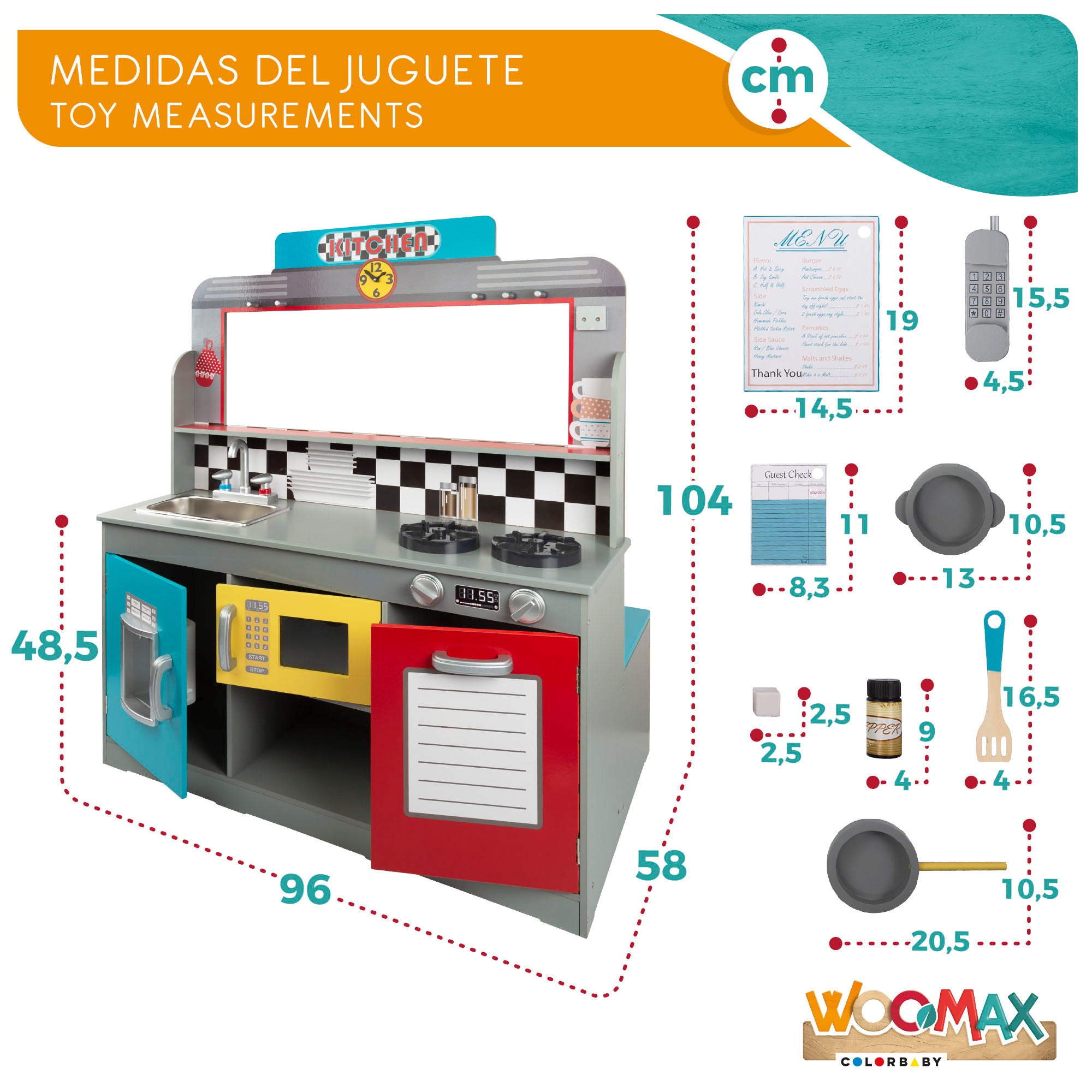 WOOMAX Cocinita de madera y bar retro