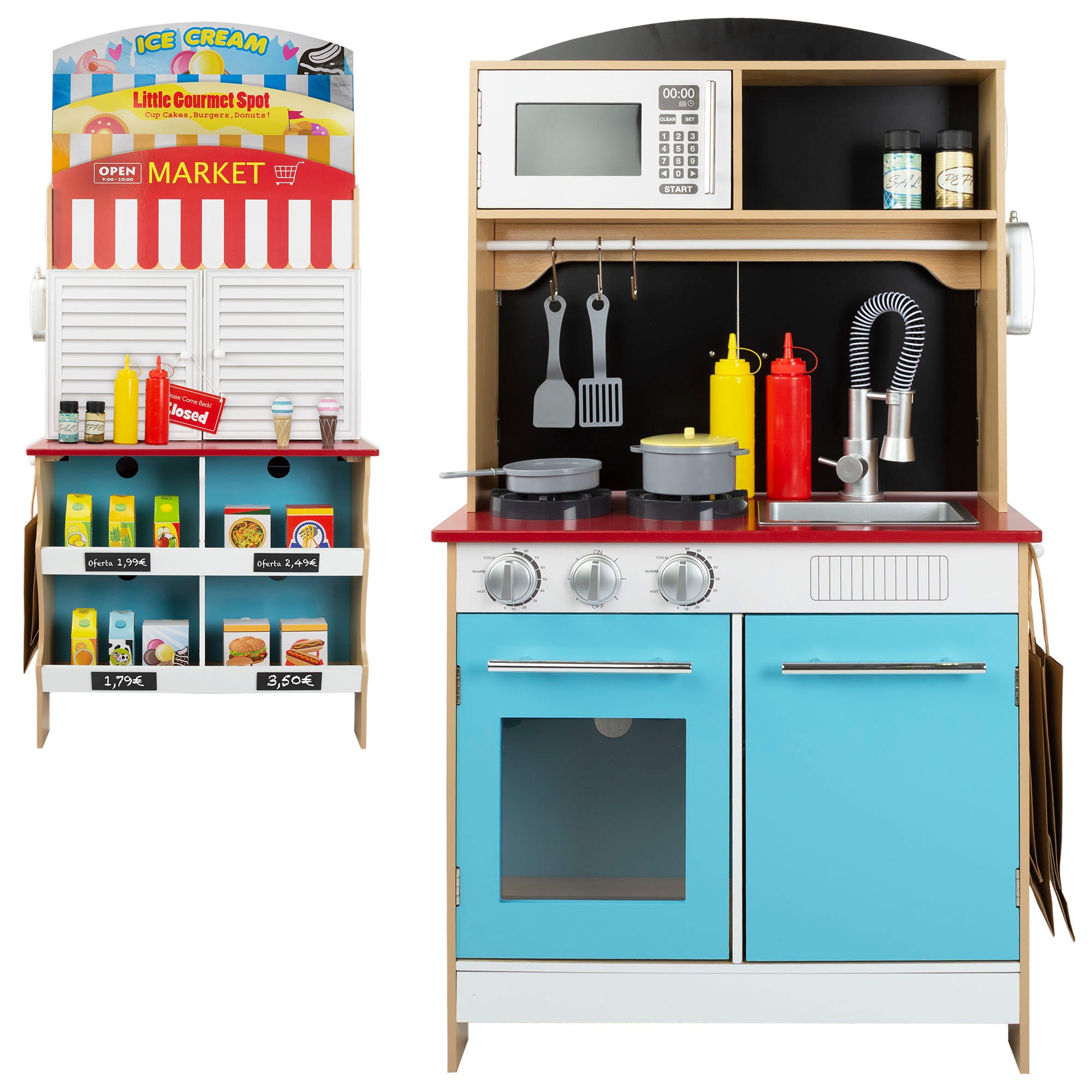 WOOMAX Heladería con cocinita de madera 2 en 1