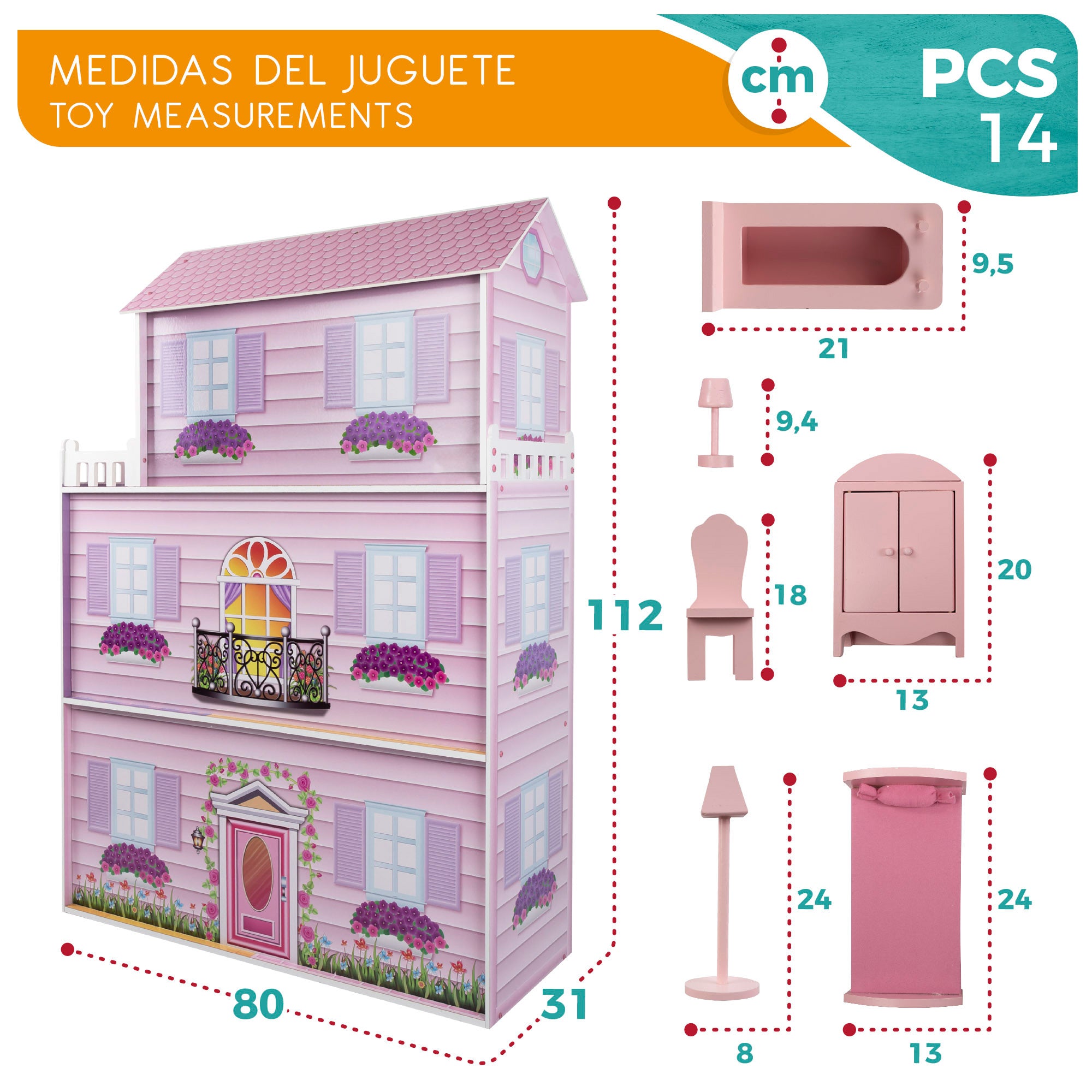WOOMAX Casa de muñecas de madera