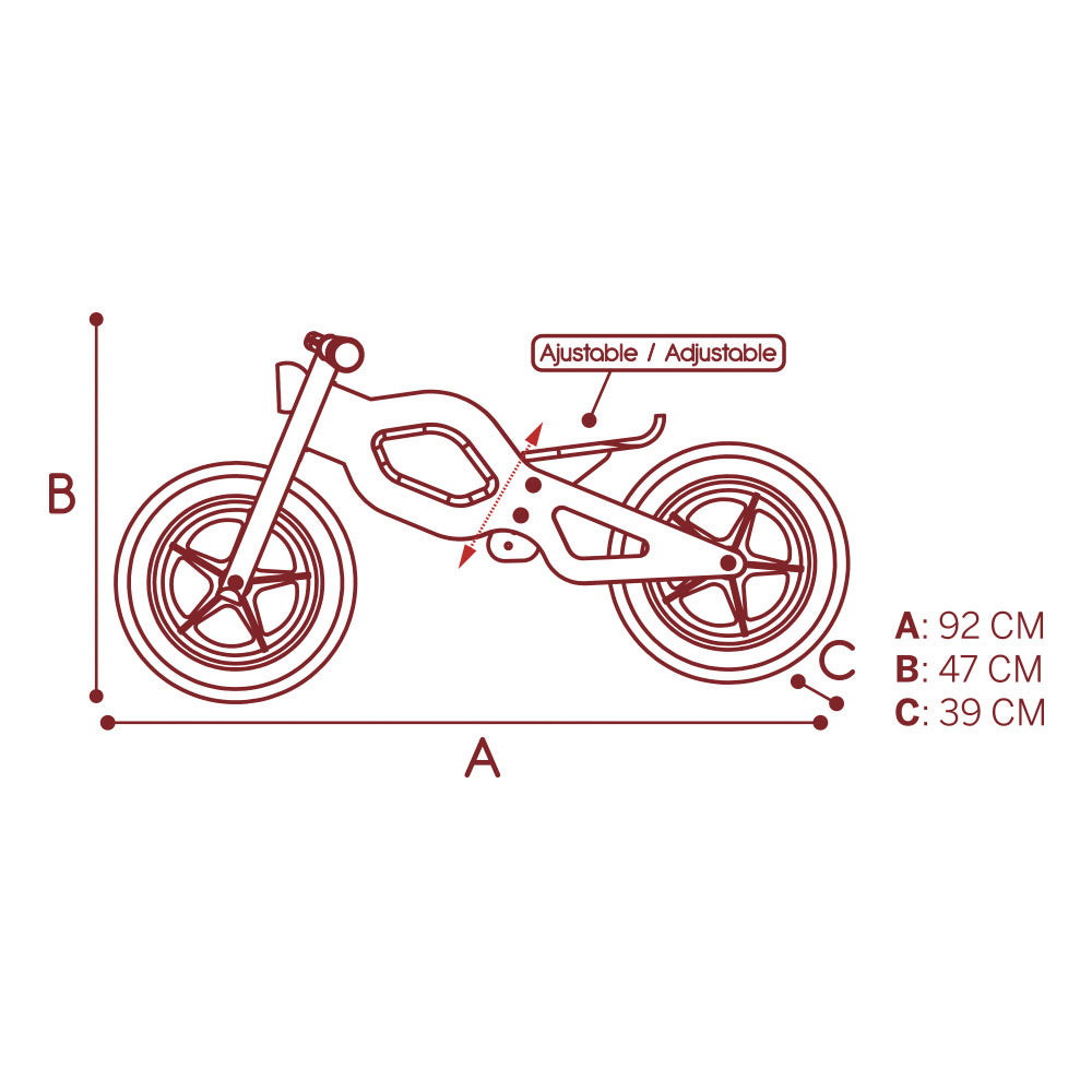 WOOMAX Bici de madera sin pedales clásica
