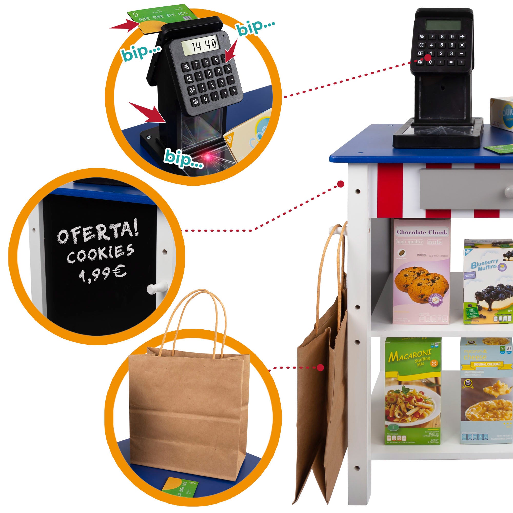 WOOMAX Supermercado madera  juguete con accesorios