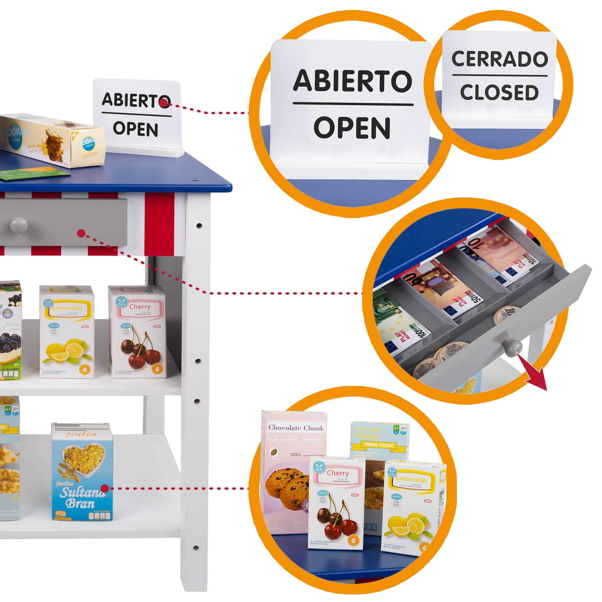 WOOMAX Supermercado madera  juguete con accesorios
