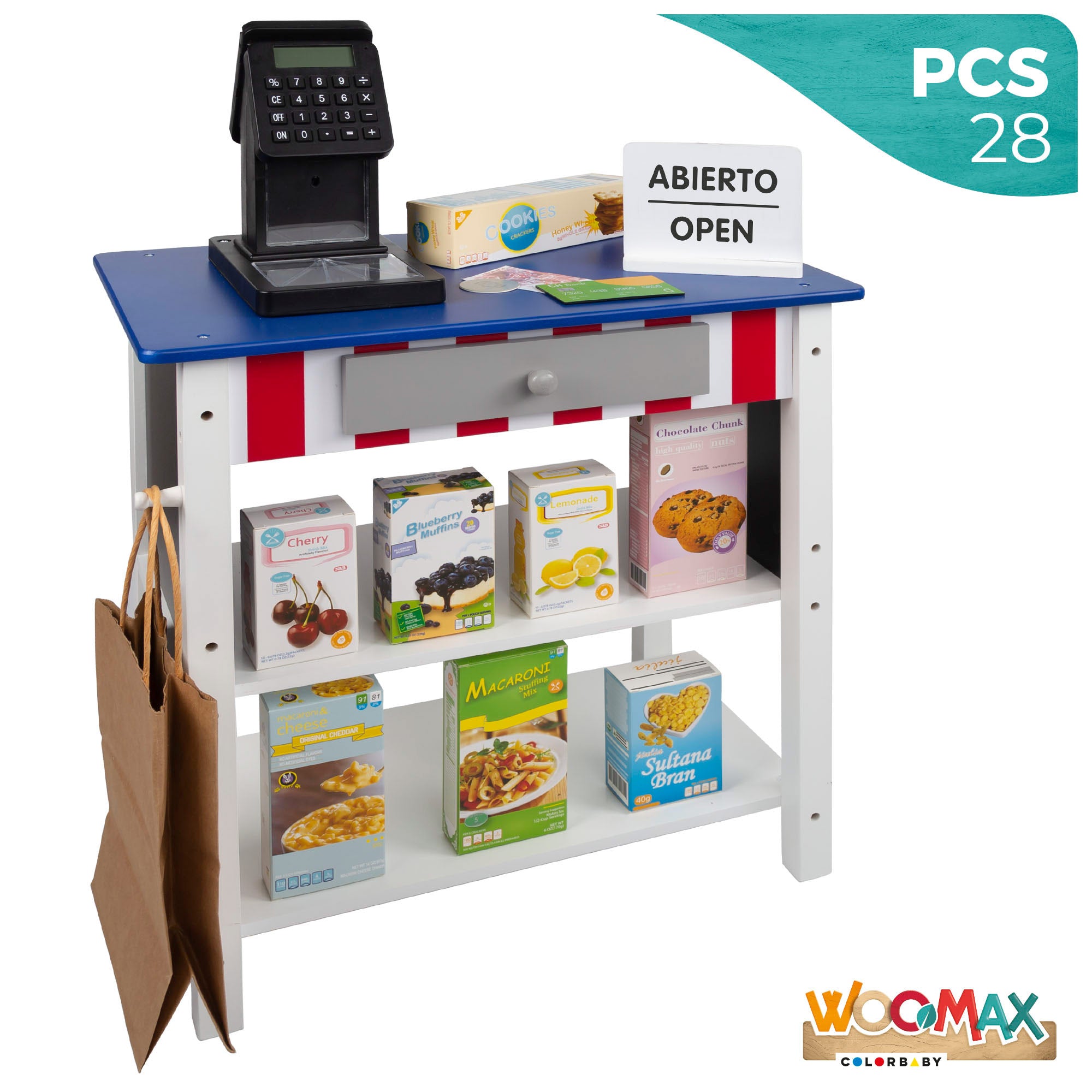 WOOMAX Supermercado madera  juguete con accesorios