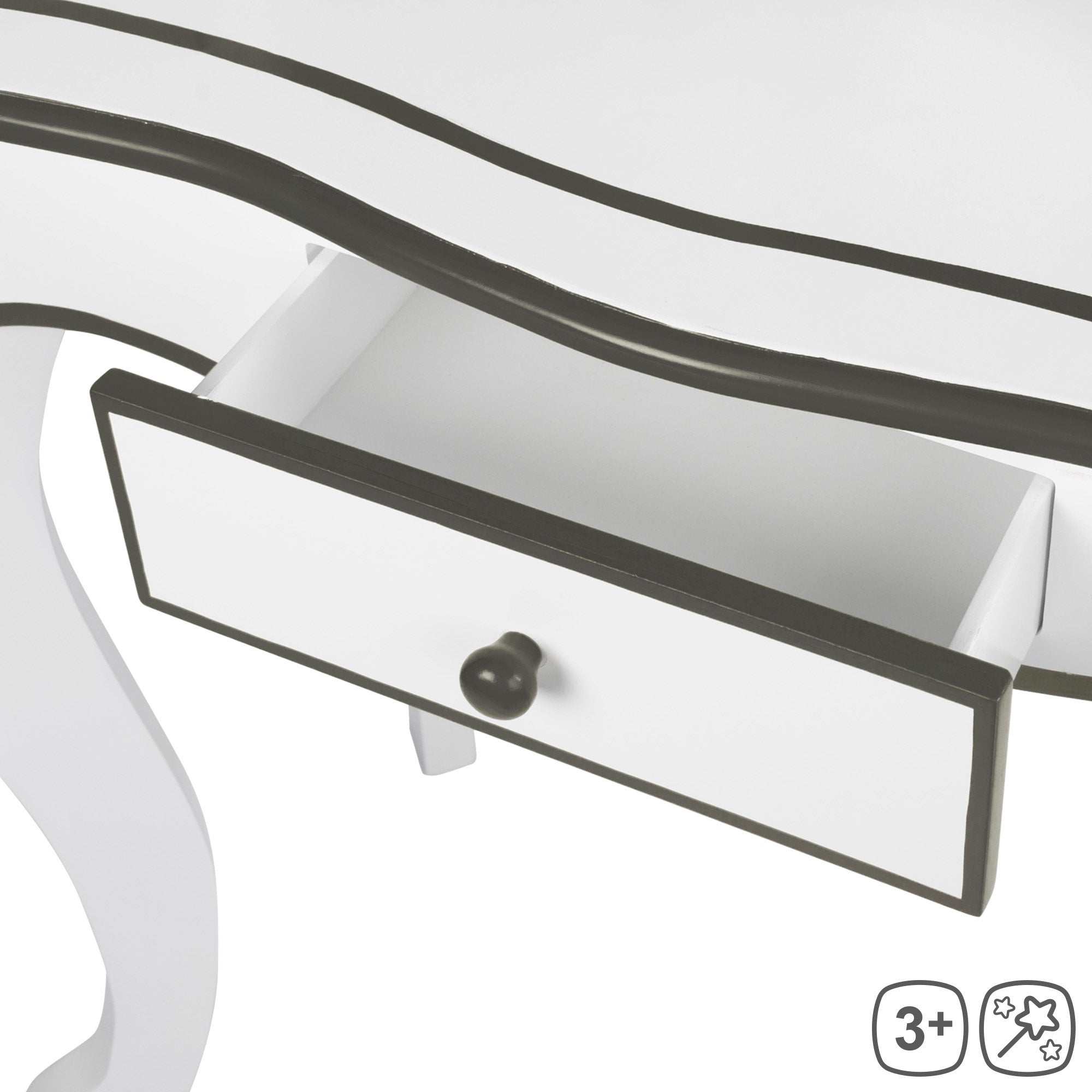 Teamson Tocador de madera blanco y gris con taburete