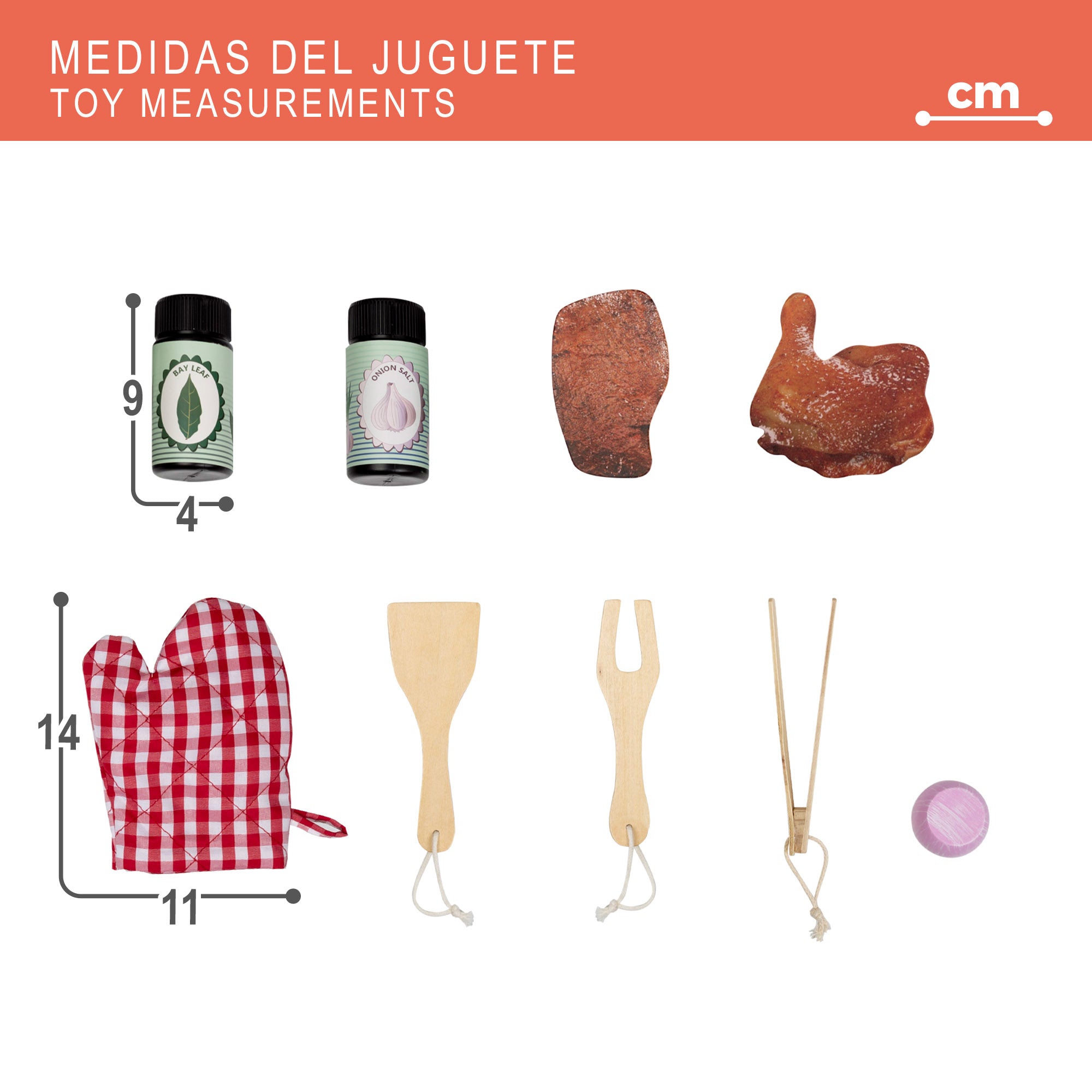Teamson Barbacoa de madera de juguete portátil con pizarra y 9 accesorios