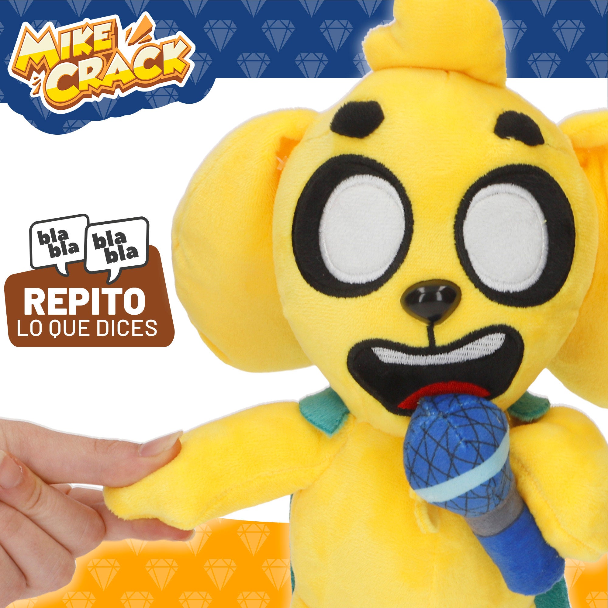 Mikecrack Peluche oficial perro Mike "Canto y repito lo que dices"