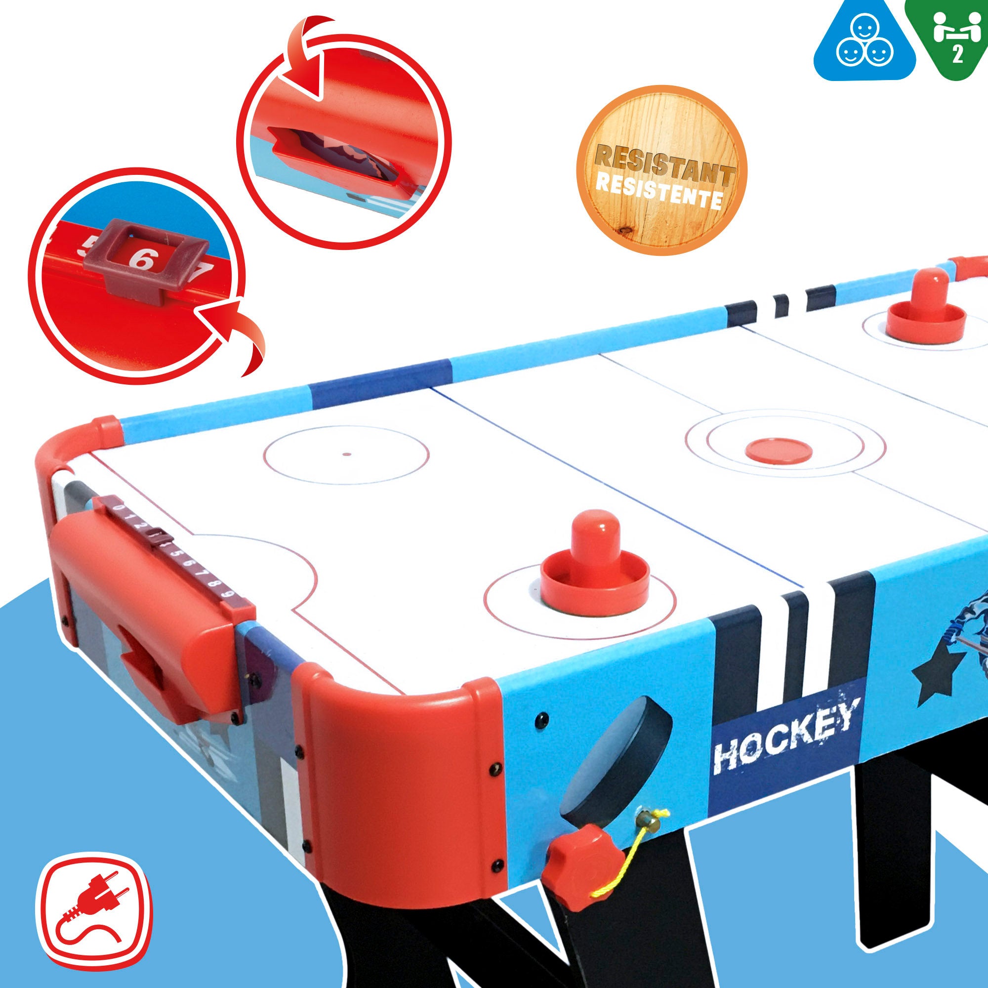 Mesa Air Hockey madera patas plegables 81x42x63 cm CB Games