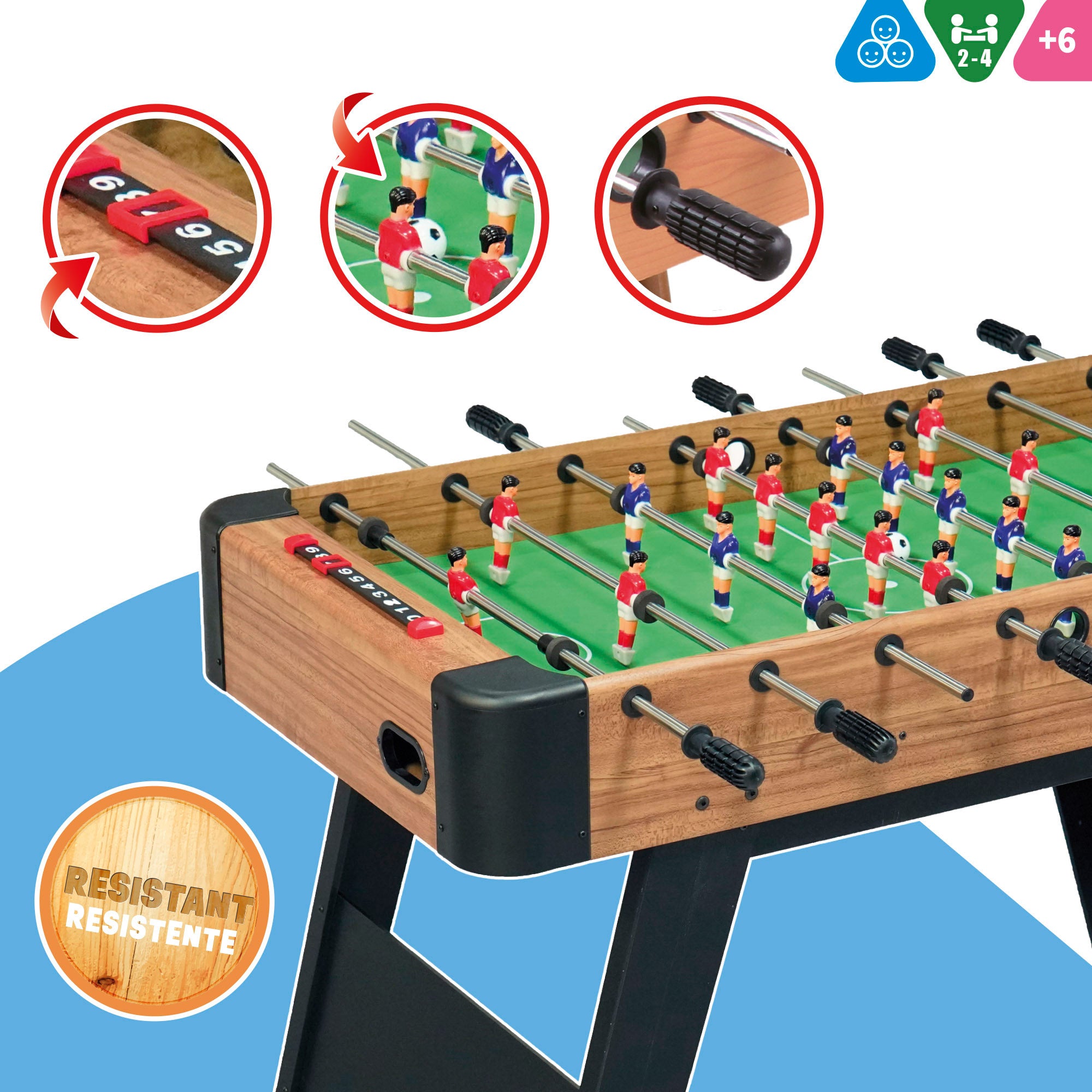 Futbolín de madera con patas 121x61x81 cm CB Games