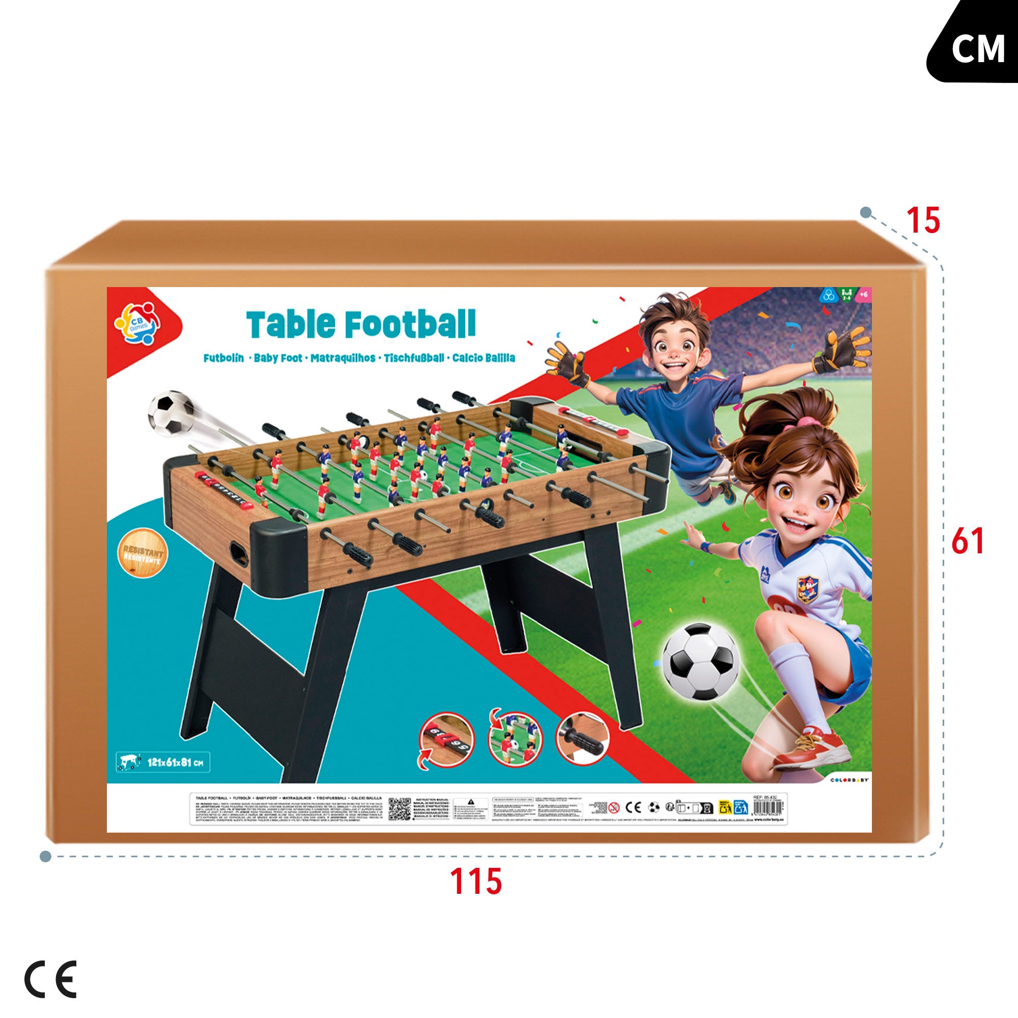 Futbolín de madera con patas 121x61x81 cm CB Games