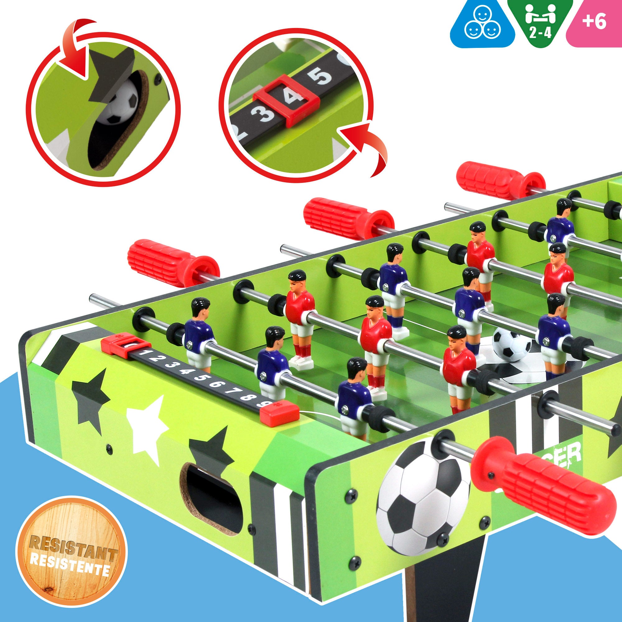 Futbolín de mesa madera 60x32x14 cm CB Games
