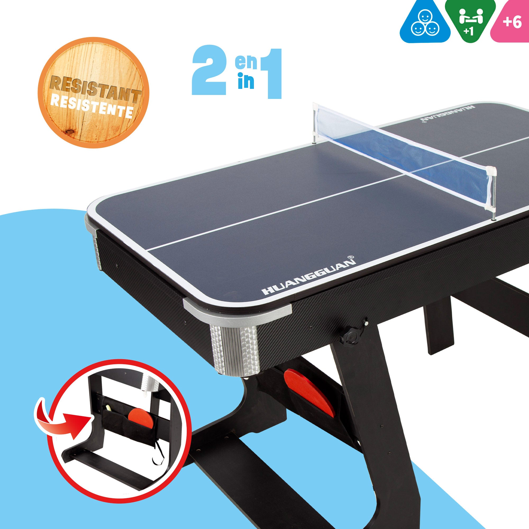 Mesa billar americano y ping pong plegable 120x61x73 cm CB Games