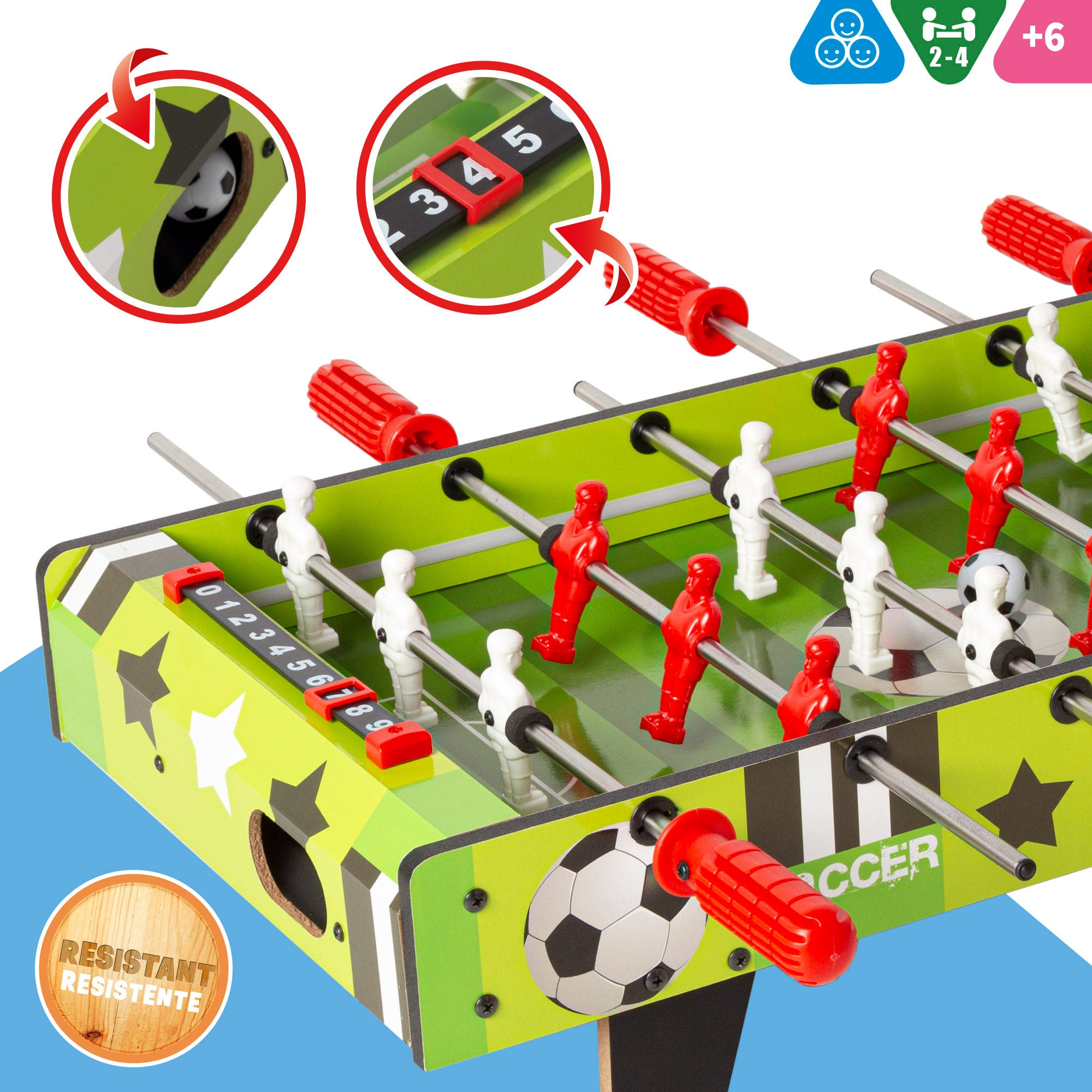 Futbolín de mesa madera con luces 60x32x14 cm CB Games