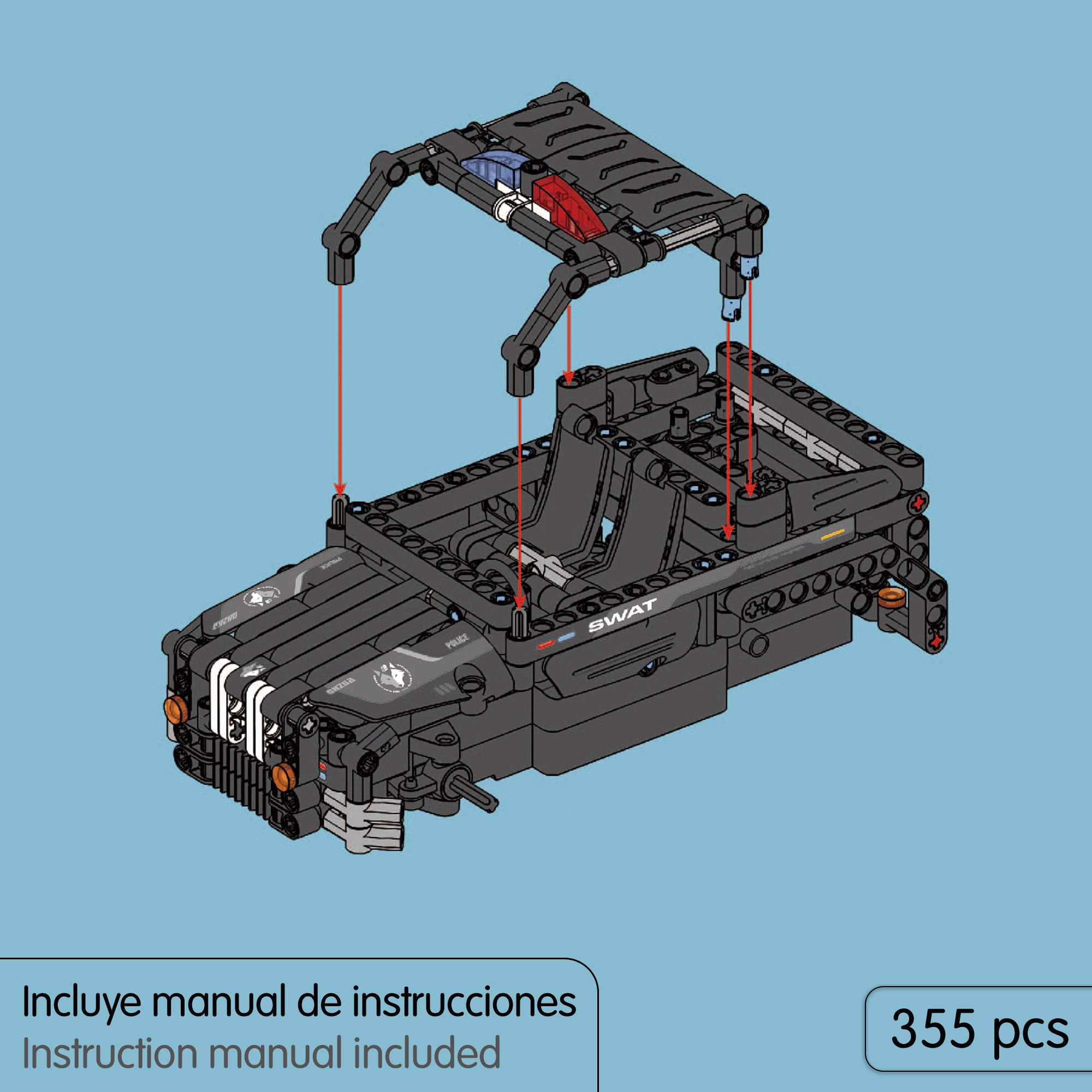 iM.Master Juego de construcción Coche teledirigido SWAT 2 en 1 - 355 pzas.